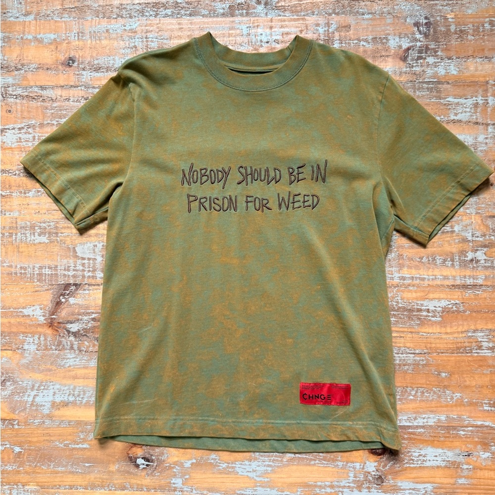 CHNGE Olive acid wash Graphic Tee